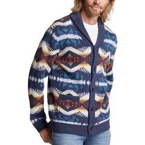 Pendleton Los Lunas Navy Heather Designer Cardigan Sweater Size Medium